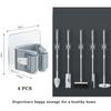4Pcs Self Adhesive Mop Holder Broom Holder Wall Mounted White Mop and Broom Holder No Drill Wall Mounted Organizer Clip Wall Mou