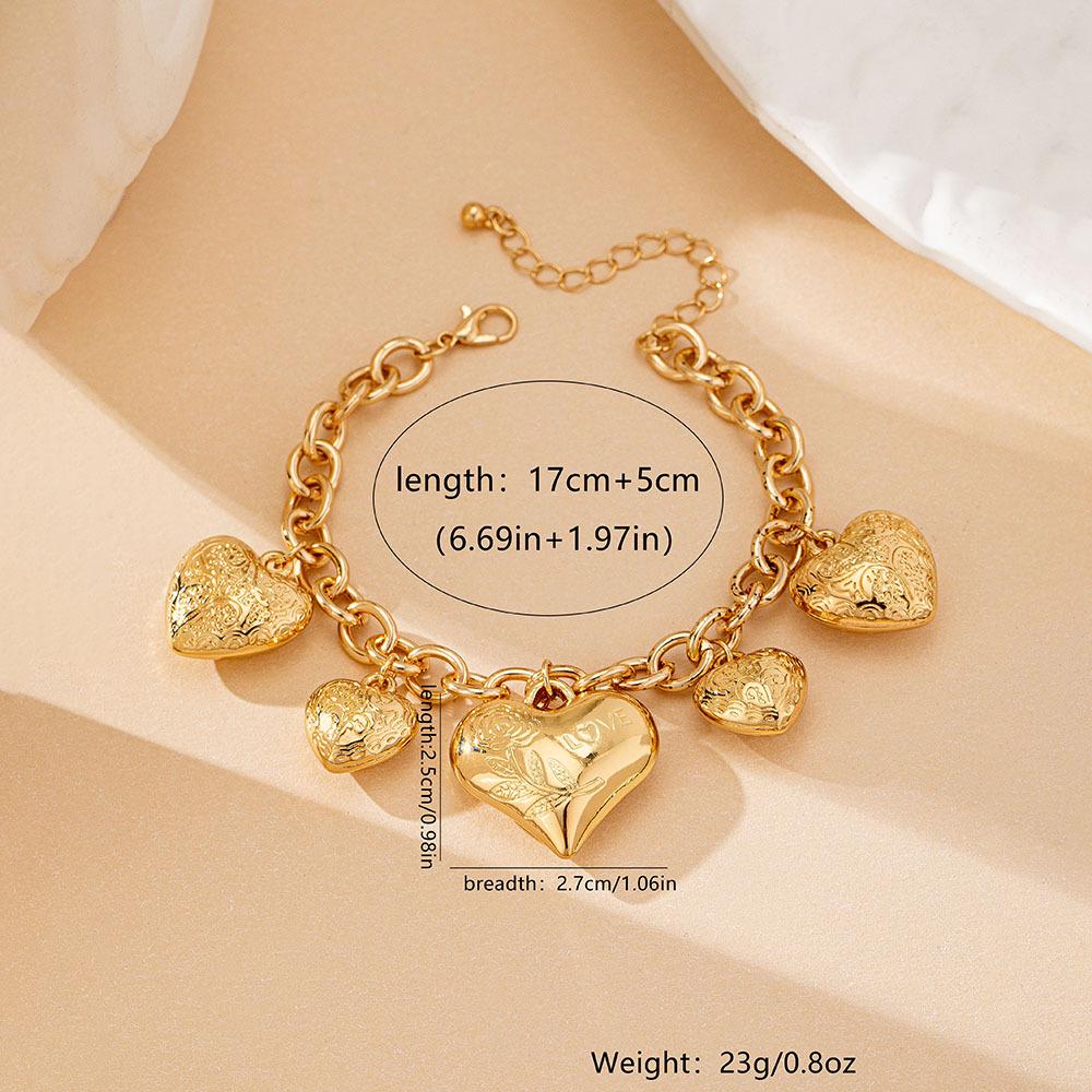 

Elegant Retro Peach Heart Pendant Bracelet: Trendy European & American Women s Jewelry