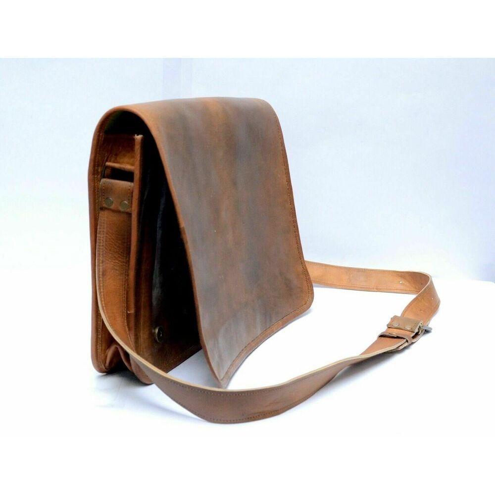 18"Genuine Goat Splendor Leather Laptop Messenger Handmade Briefcase Satchel Bag