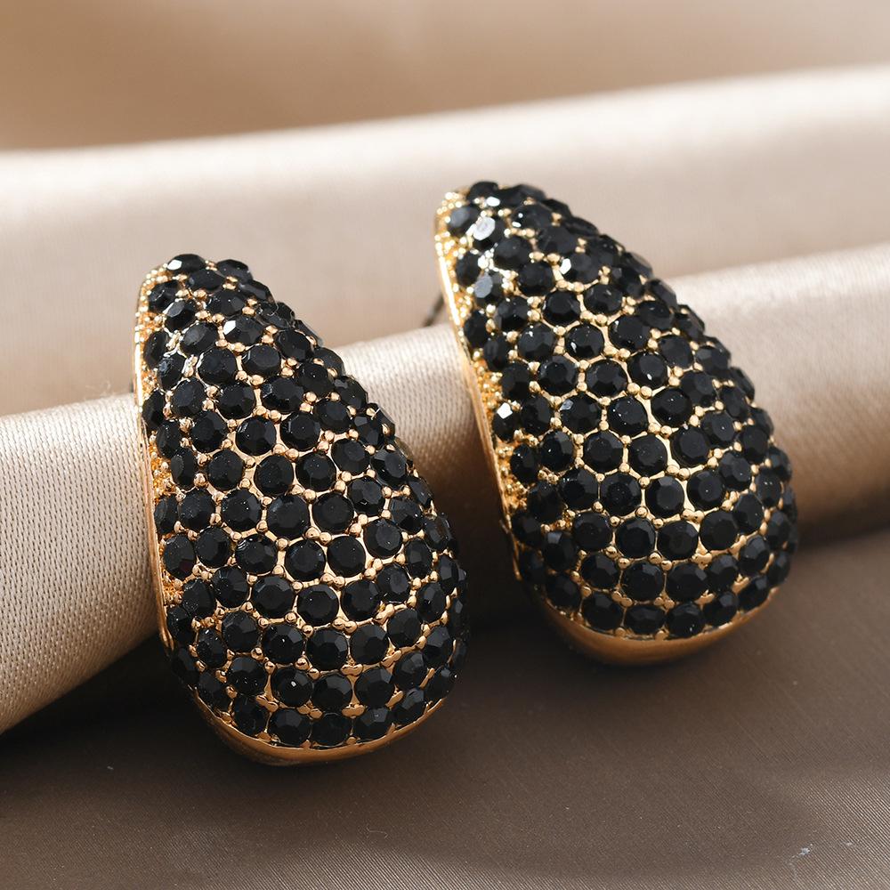 Elegant Water Drop Zircon Diamond Earrings for Women - Light Luxury European & American Fashion