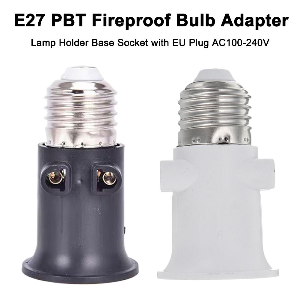 1PC E27 PBT Fireproof Bulb Adapter EU Plug Lamp Holder Base Socket AC100-240V 4A for Home Office Lighting Tool