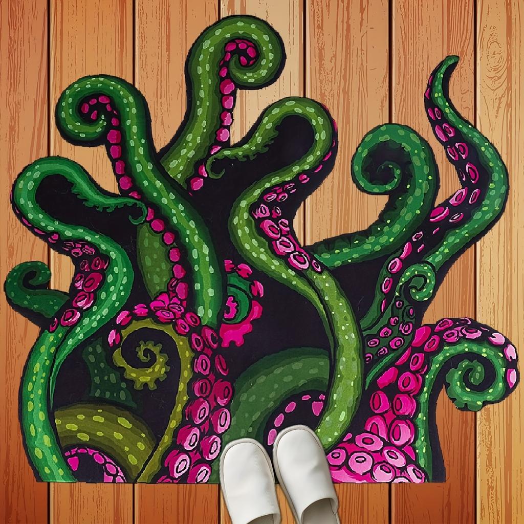Octopus Themed Area Rug Durable Throw Carpet Absorbent Floor Mat Welcome Doormat Decor Bathroom Mat Home Deco