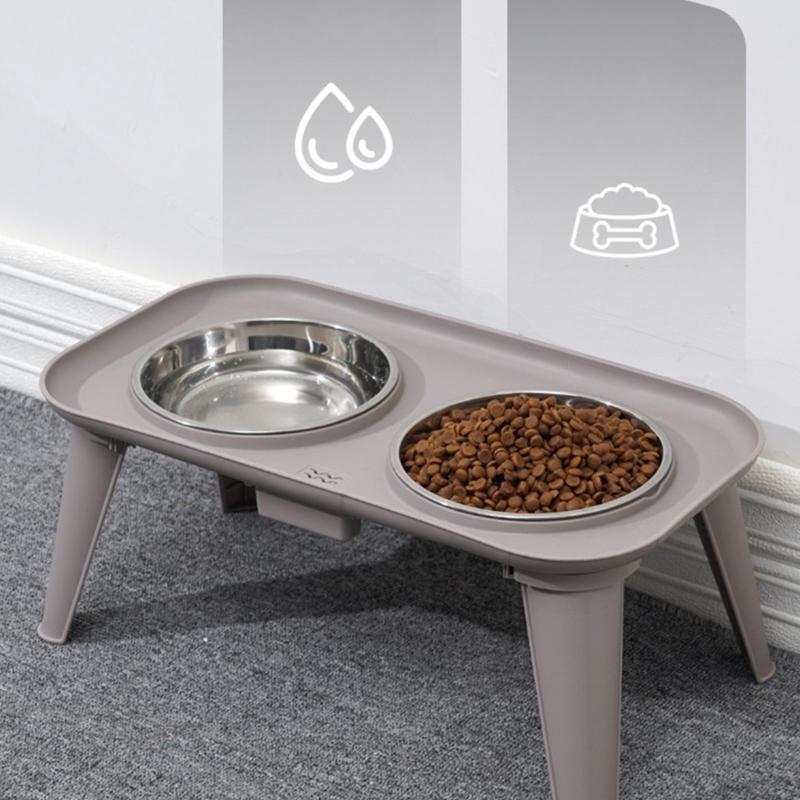 High Neck Relief Dog Dishes Stainless Bowl Durable Elevated Dog Bowl Spill Proof Base For Home Use