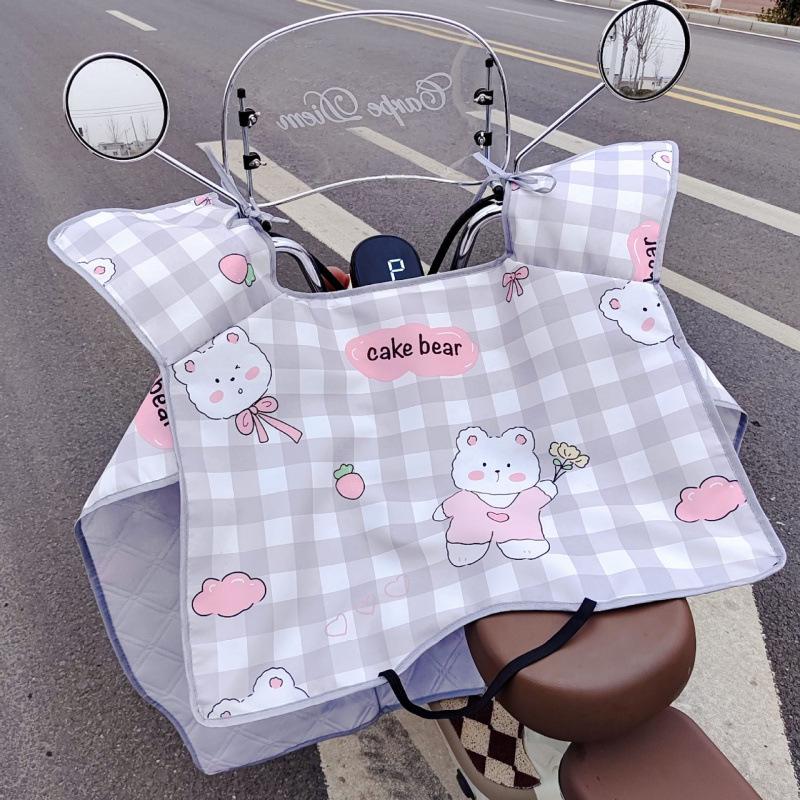 2025 Extra Large Winter Windproof Rainproof Fleece-Lined Electric Vehicle/Motorcycle Windshield Cover Lanyard + Large Pocket