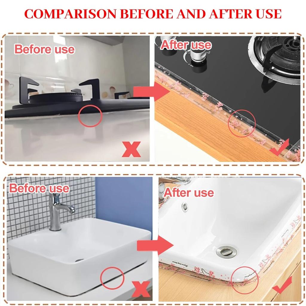 1pc Bathroom Waterproof Wall Stickers Sealing Tapes PVC Adhesive Sealing Strips Sink Edge Tape Kitchen Bathroom Accessories