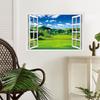 3D Window Frame Spring Landscape Wallpaper Stylish Nordic Blue White Natural Fake Window Window Waterproof Wall Decor for Living Protects Sticker,