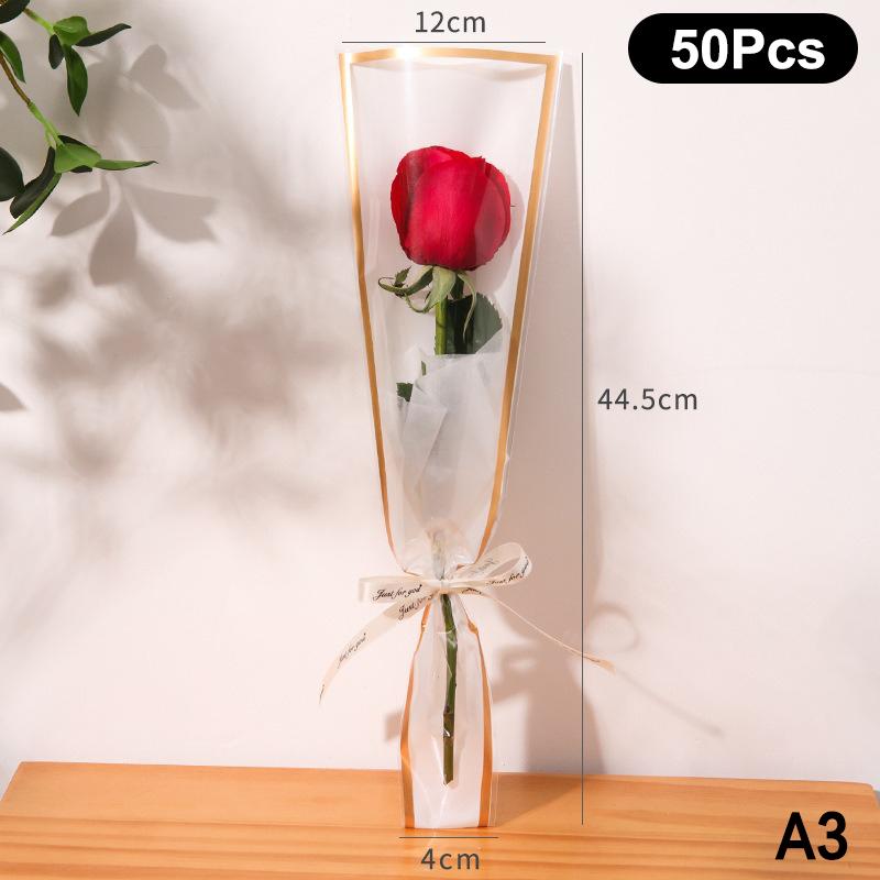 20/30/50Pcs Colorful Flower Wrappers Transparent Bag For Bouquet Flower Wrapper Waterproof Diy Gift Flower Decoration