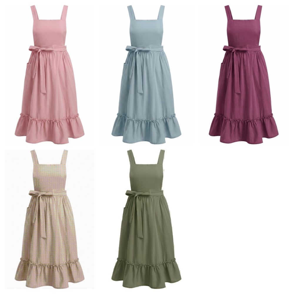 Solid Color Retro European Apron Vintage Baking Apron Kitchen Clothes Kitchen Apron Garden Work