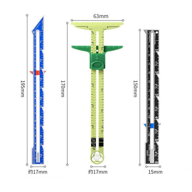 

3 шт. Швейный измеритель Инструмент для измерения 5-в-1 Скользящая измерительная линейка Линейка для ткани и квилтинга 3PCS
