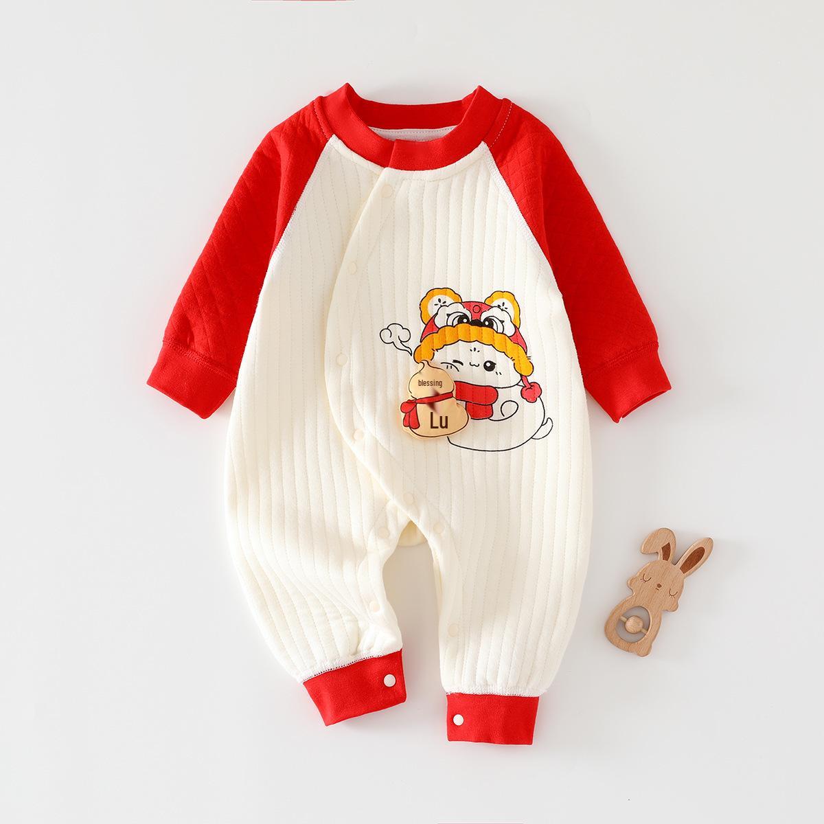 

Jingqi Newborn Quilted Jumpsuit: Warm, Long-Sleeve Outfit for Autumn/Winter 90cm (1-2 years, 24-28 lbs)