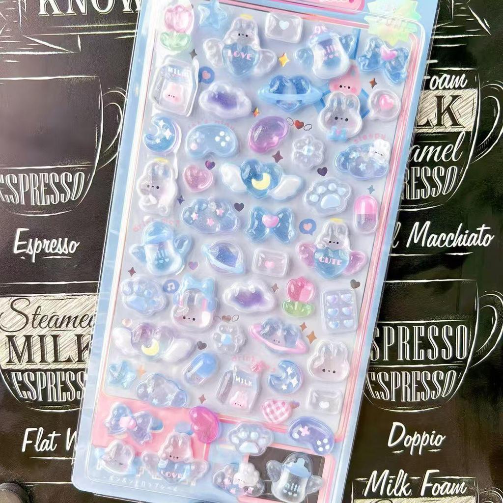 3D Cartoon Animal Diamond Acrylic Relief Stickers for Kids