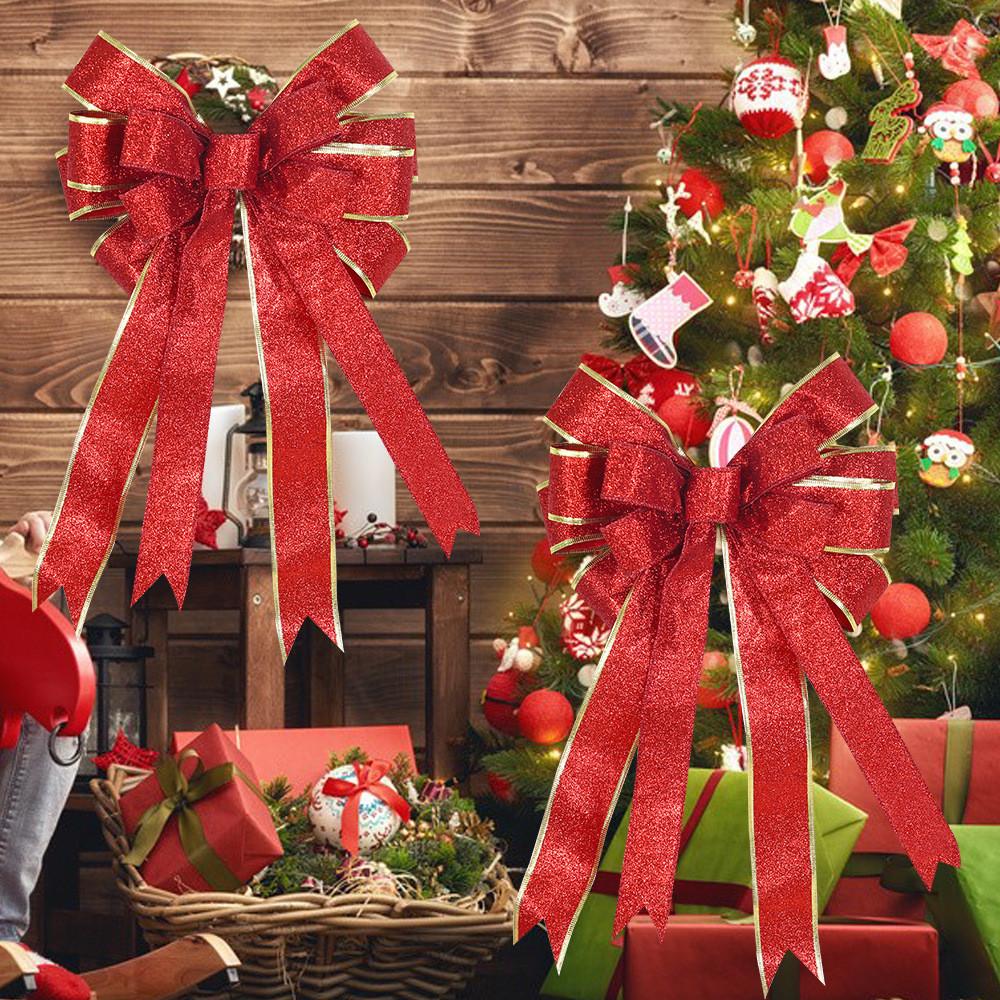 Charming Fabric Christmas Bow Decorations In Assorted Colors For Stylish Holiday Decor