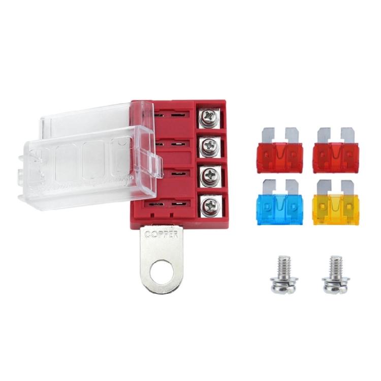 32V Sicherungsblock-Set mit staubdichter Abdeckung 4 Stromkreise Hochleitfähige Designs Block für Automobil LKW & Boote