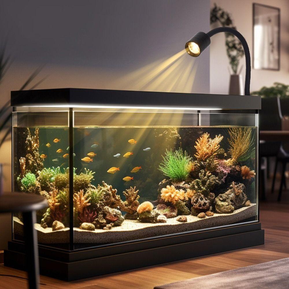 Adjustable Zoom Mini Clip-on Aquarium Lamp Adjustable Focus Spotlight  South American Fish Tank