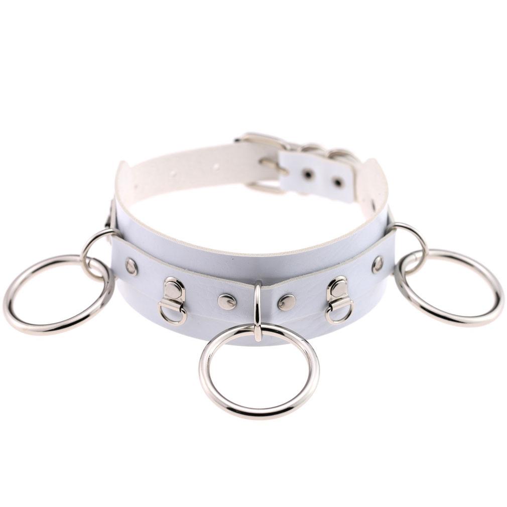 Wild O-Ring Leather Choker, Punk PU Circular Ring Clavicle Necklace for Nightclub