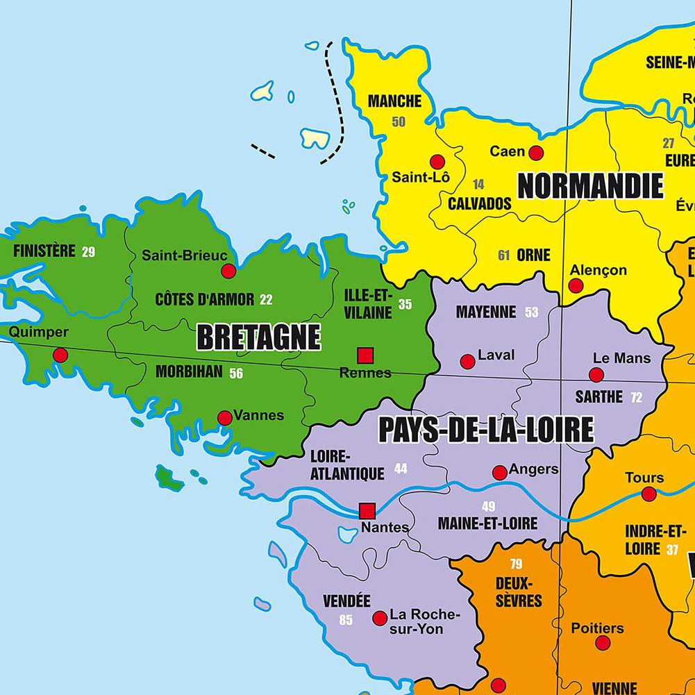 French Series Map Background Cloth-French Administrative Map,Unframed Canvas Poster,Travel Information Chart,Wall Art Poster