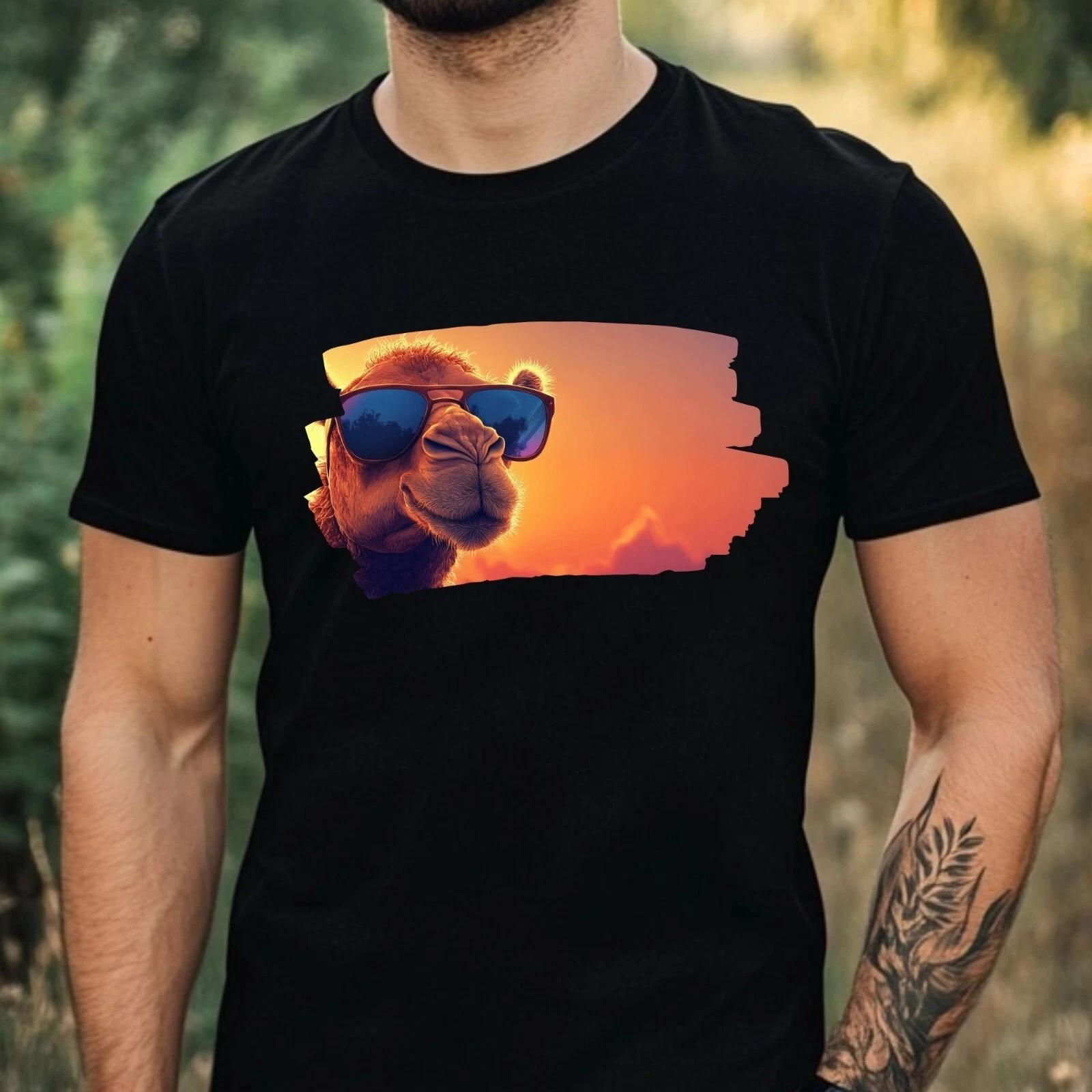 T-Shirt Herren Kamel mit Sonnenbrille Motiv Baumwolle Größe XS bis 5XL S