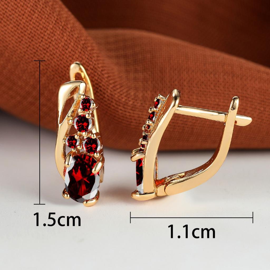 Multicolor Zircon Rainbow Stone Female Luxury Crystal Hoop Earrings Vintage Gold Color Bride Wedding Jewelry for Women
