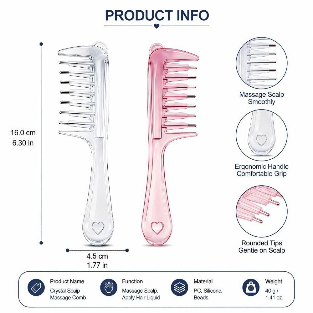 7-Tooth Liquid Guiding Scalp Massager Comb Transparent Scalp Applicator Hair Care Tool