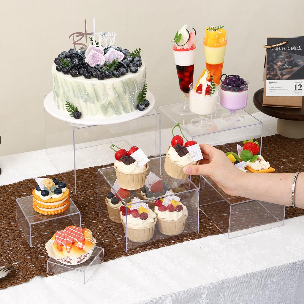 5pcs/6pcs acrylic white/transparent cake display rack suitable for business birthday banquets, weddingsholiday decoration racks