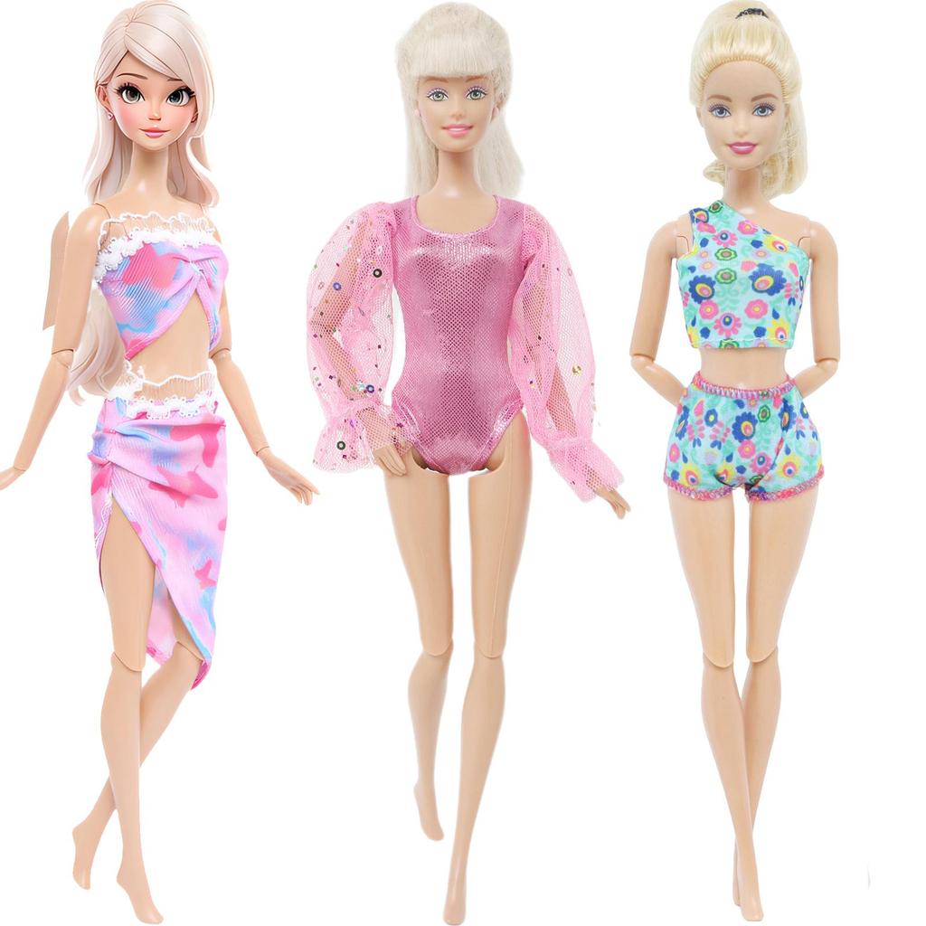 3x Doll Swimwear Swimsuits One-piece Bikini Beach Bathing Clothes Accessories for Barbie Doll Toy