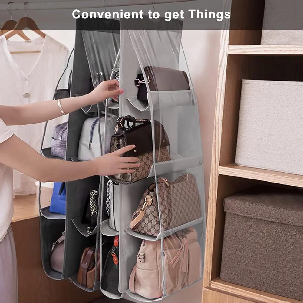 Handtaschen-Hänge-Organizer, Hänge-Geldbörsen-Organizer für Schrank-Organizer, Taschen-Aufbewahrung, Kleiderbügel, Oxford-Stoff, Schrank-Taschen-Organizer