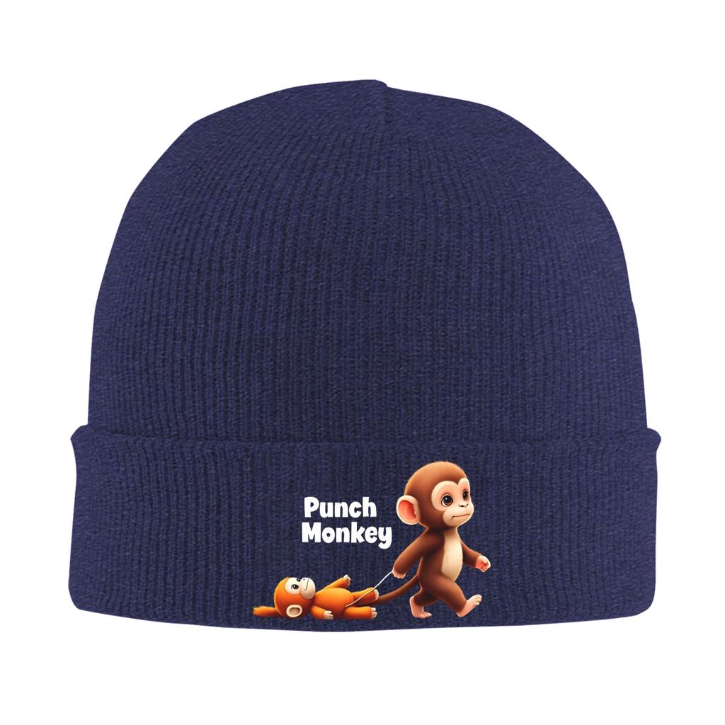 Punch Monkey 4 Mützen Bonnets Unisex Erwachsene Street Gym Strickmütze Herbst Design Kopfbedeckungen Kappen