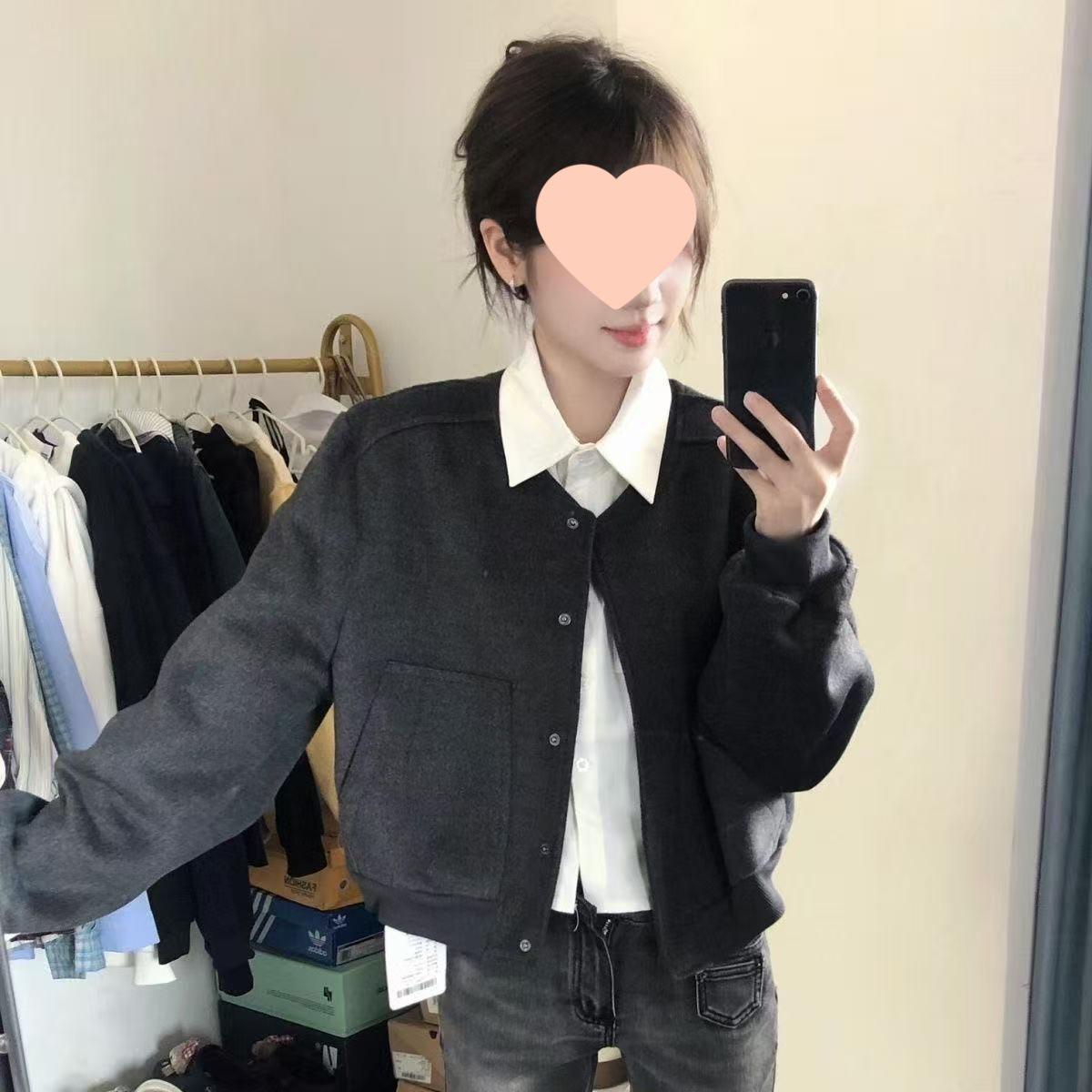 

2025 Grey Retro American Baseball Jacket M (Recommended for 90-102 jin) темно серый