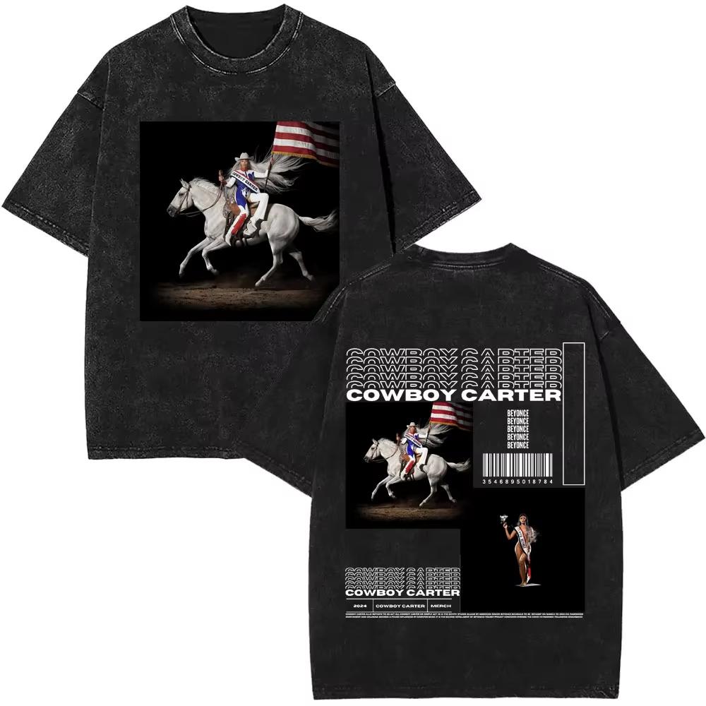 Retro Tvättad Beyonce Renaissance Världsturné T-shirt Album Konsert Musik T-shirts Herr Dam Vardaglig Bomull Vintage T-shirts