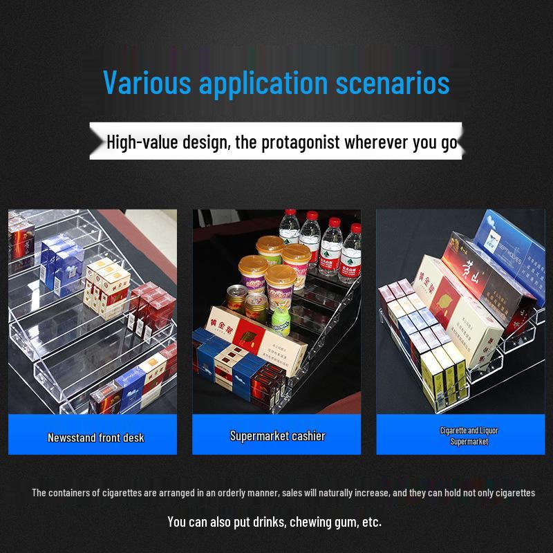 Clear Acrylic Convenience Store Counter Display Rack for Gum, Cigarettes, and Beverages