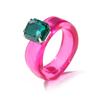 Modische Dopamin-Farbe Transparente Harz-Einfache Kreis-Einlage Imitation Edelstein Quadratische Ringe für Damen Schmuck Accessoires Geschenke