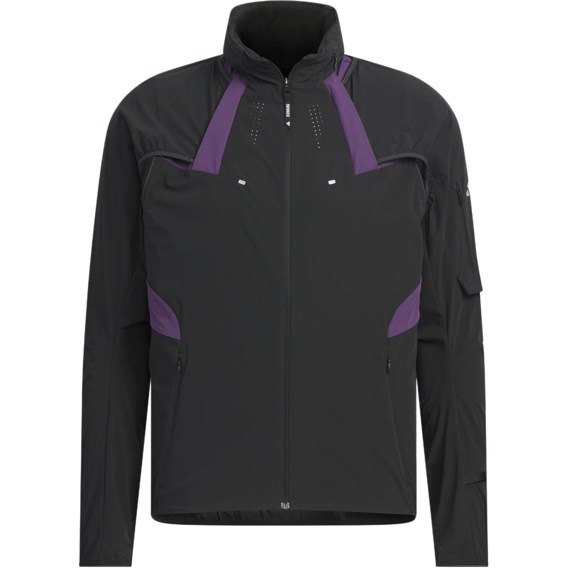 adidas Men s Convertible Removable Hood & Sleeves Training Jacket Black Purple KF4924 M