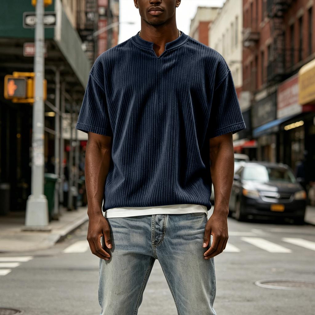 Men's Casual Two-Layer Short Sleeve T-Shirt - Fashionable Look Top for Summer Everyday Wear - Slim Fit Basic Tee for Men