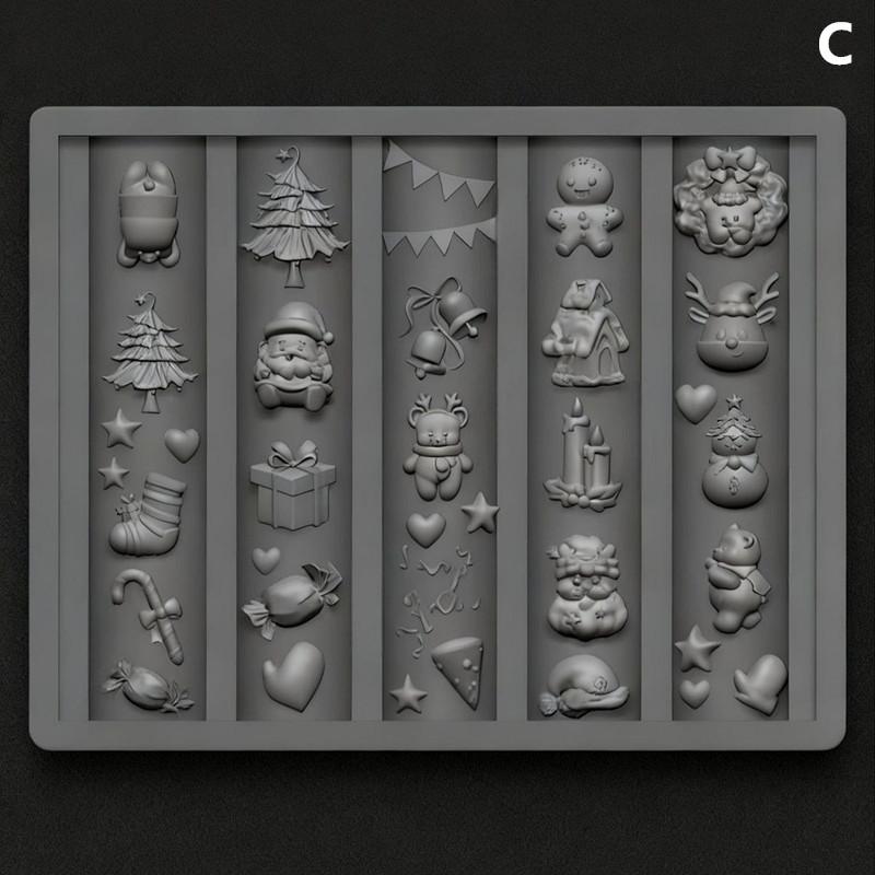 

Різдвяний Сніговик Різдвяна Ялинка 3D Форма для Нігтів Олень Пряниковий Чоловічок Прикраси для Нігтів DIY Дизайн Силіконова Форма для Манікюру Манікюр