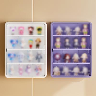 Wall Mounted Blind Box Display Rack with Transparent Door Dustproof Moisture Proof Doll Figurine Storage Cabinet (No Dolls)