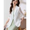 K-style Plus Size New Arrival Work Clothing Ol Two Buttons Thin Solid Color Half Sleeves Small Business Suit Coat Casual Chiffon Sun Protection Shirt