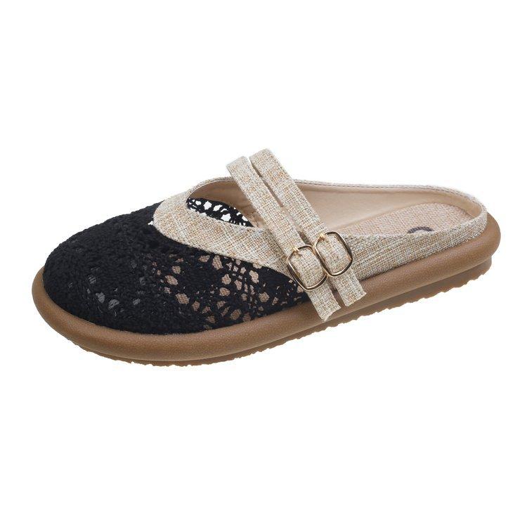 

[youshilai] Baotou half slippers women wear versatile breathable cool slippers in summer, one pedal single shoes women 35