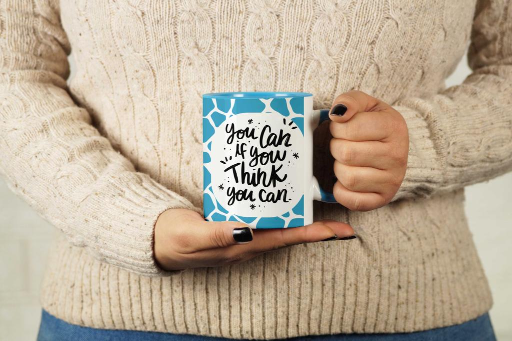 Inkdotpot You Can If You Think You Can 11 Oz Ceramic Coffee Mug Inspirational Quotes Employee Boss Coworkers Birthday