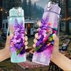 1PC Purple Parrot Tropical Bird Art Print 750ml Color Plastic Sports Water Bottle Leakproof Flip Straw Lid Suitable for Sports Office Home Use