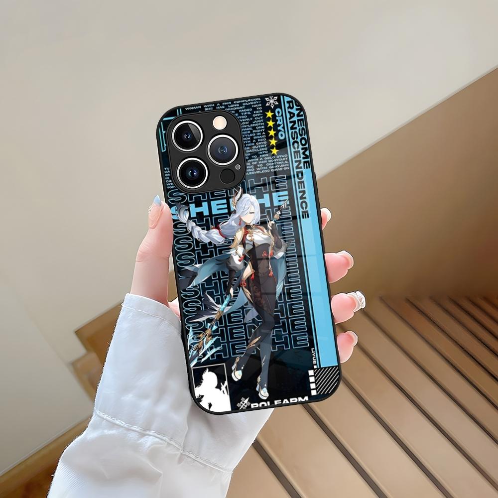 Game Genshin Impact Phone Case Tempered Glass For IPhone 13 17 15 16 14 12 11 Pro Max Plus Mini XR XS SE2020 Coque