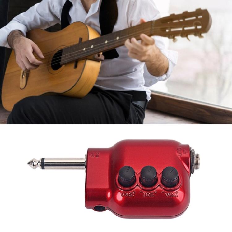 Small Preamplifier Preamp 6.35mm Plug with Bass Treble EQ Volumes Control Guitar Preamplifier Musical Instrument Part