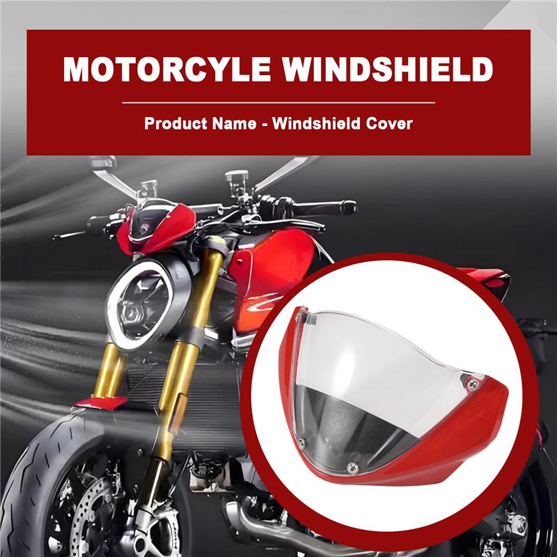 Motorcycle Windshield Head Cover Windshield Fairing For Ducati Monster 696 795 796 M1100, Red-M53K
