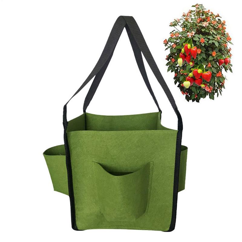 Strawberry Grow Bag With 4 Side Growth Pockets Heavy Duty Non-Woven Felt Hanging Floor Cultivation Grow Bag For Plants