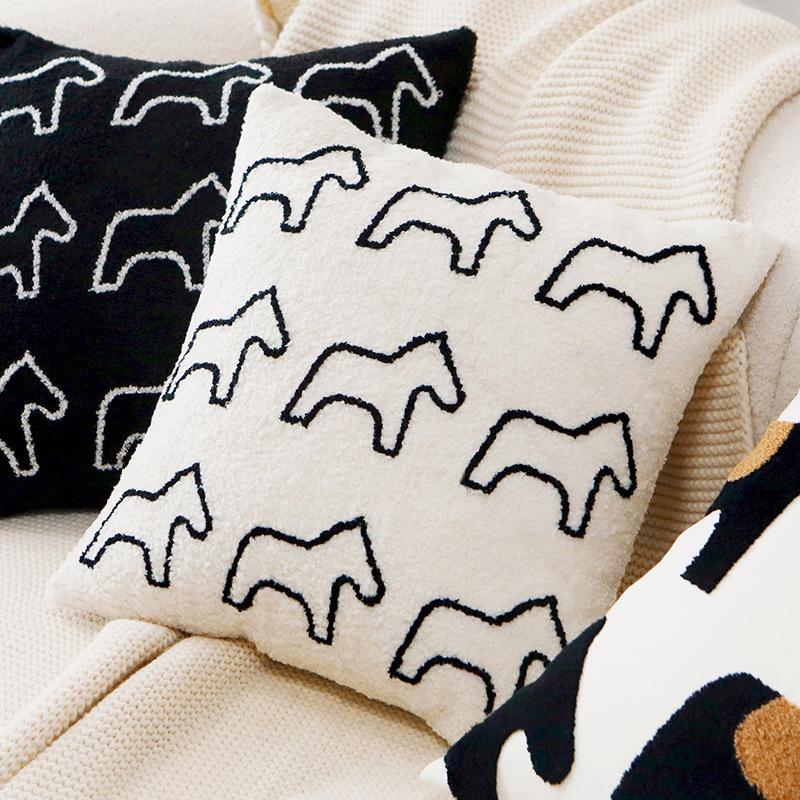 45x45cm 1pc adorable Home pillow cover small size decorate Nordic minimalist sofa throw pillowcase with horse Embroidered