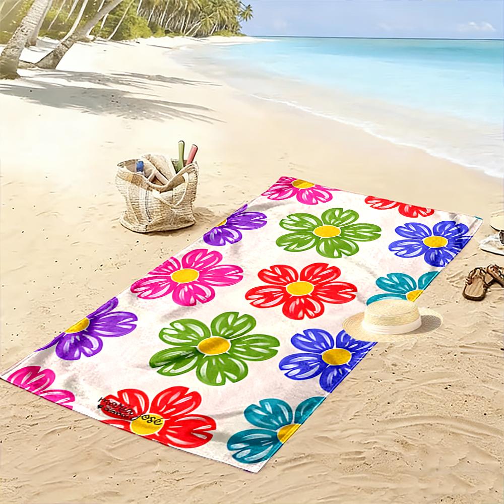 Colorful Floral Pattern Beach Towel Beach Towel Quick-drying for Travel Outdoor Sports Jogging Beach and Swimming
