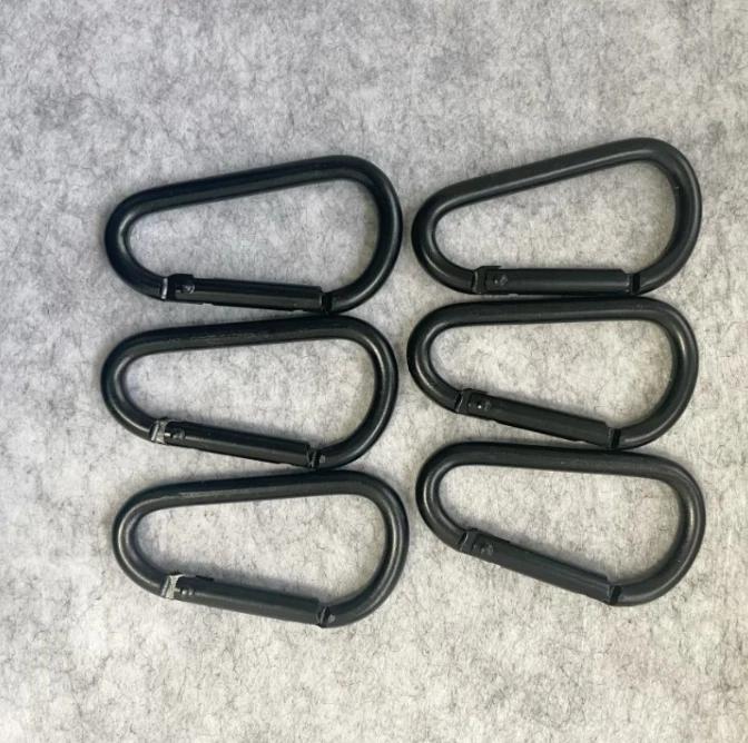 10pcs Black Aluminum Carabiner D-Ring Key Chain Clip Camping Keyring Snap Hook Outdoor Travel Kit Camping Equipment