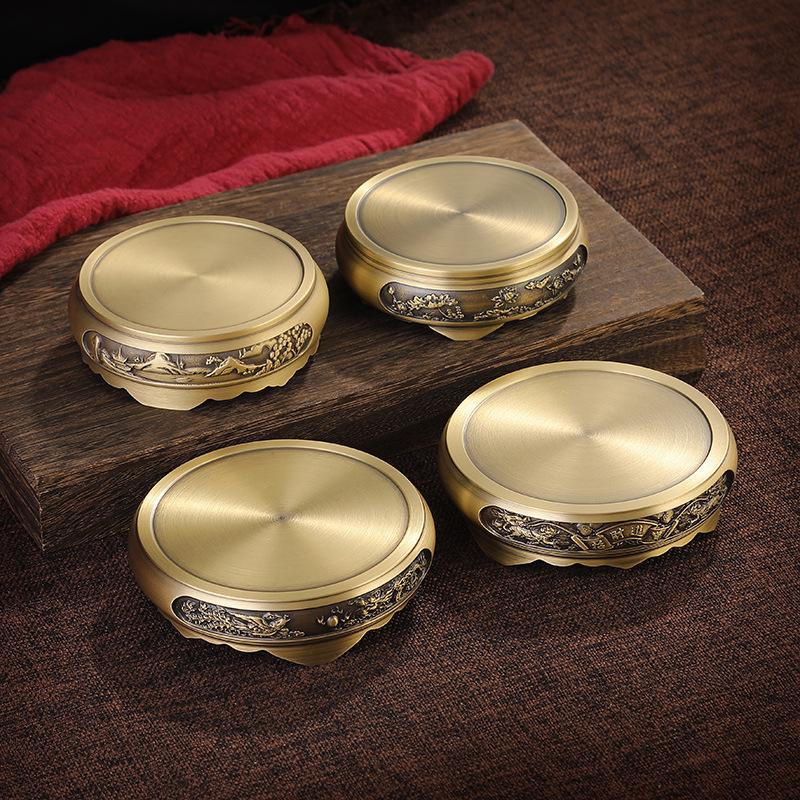 Bronze Chinese Retro Ornament: Brass Incense Burner with Mountain, Kylin, and Lotus Bases, Hundred Blessings Jar Design