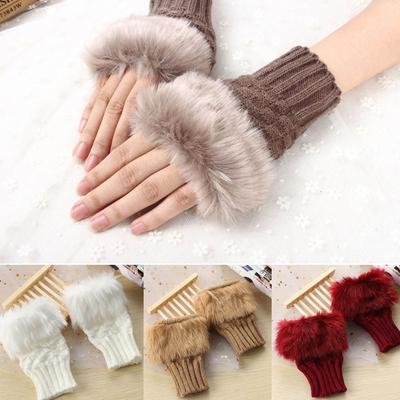 Winter Keep Finger Warm Elastic Faux Rabbit Hair Gloves Warm Mittens Thicken Warm Knitted Gloves