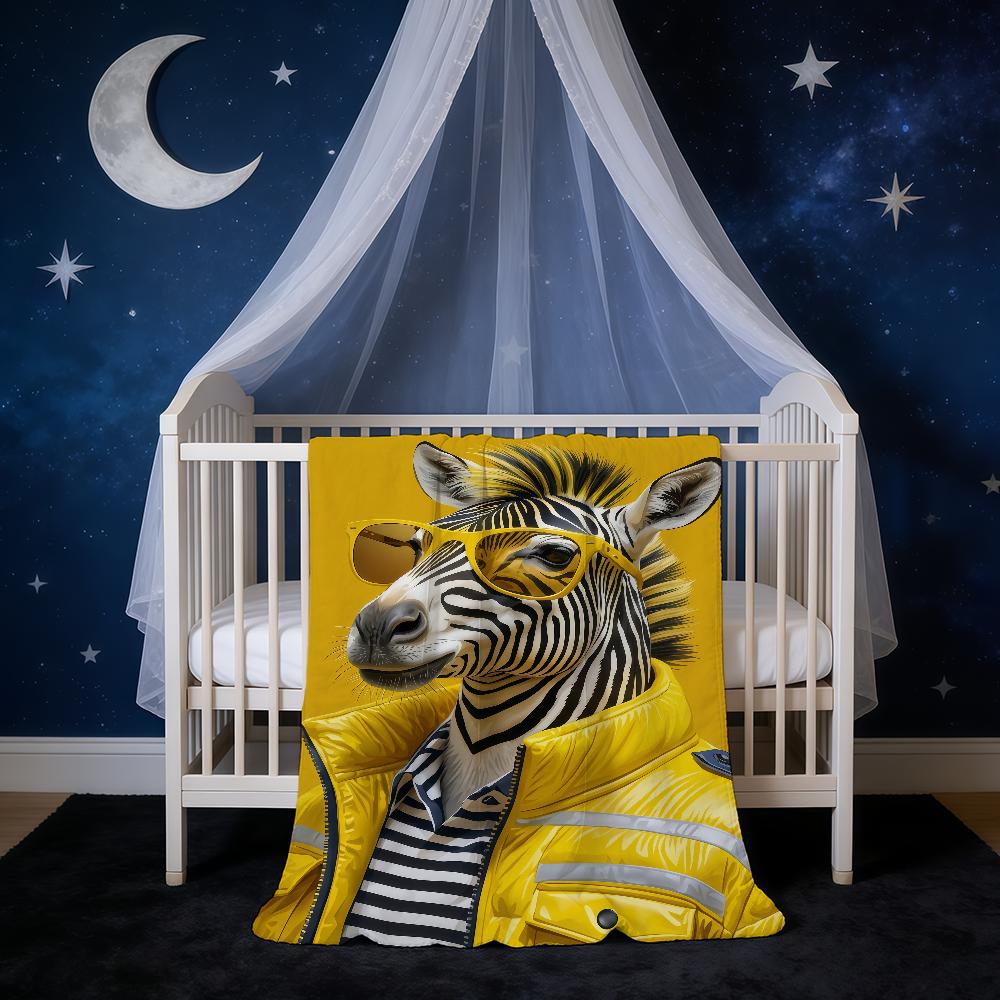 Yellow Down Jacket Zebra Blanket Super Warm Comfortable Plush Throw Blanket Child Home Sofa Bedroom Gift