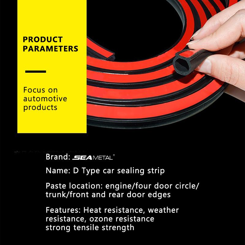 SEAMETAL Car Rubber Door Sealing Big D Type Car Door Hood Trunk Seal Strip Universal Noise Insulation for Car Seals Accessories